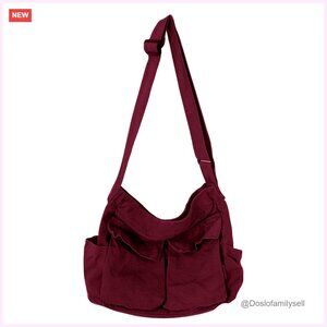 Large Canvas Messenger Bag with Multiple Pockets Crossbody Hobo Tote